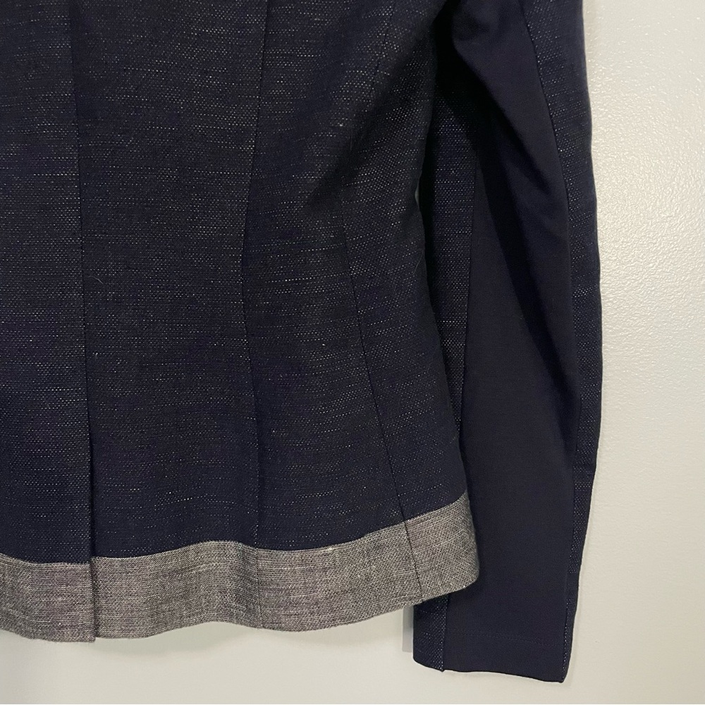 BCBGMaxAzria Blue and Gray Color-Block Linen Cotton Blazer S - Picture 10 of 14